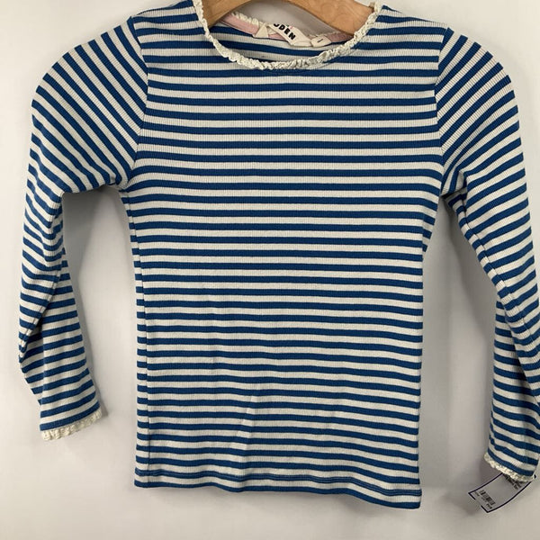 Size 7-8: Boden Blue/White Striped Long Sleeve Shirt