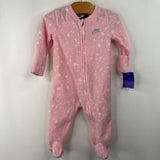 Size 3m: Nike Pink/White Dot Fleece Zip Up Footy 1pc PJs