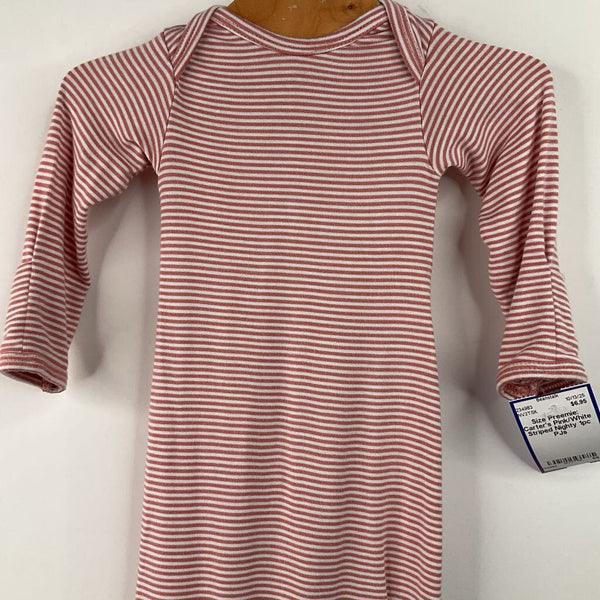 Size Preemie: Carter's Pink/White Striped Nighty 1pc PJs