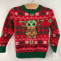 Size 2: Star Wars Red Holiday Baby Yoda Sweater