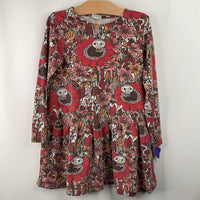 Size 5-6: Moomin Pink/Brown Floral Long Sleeve Dress