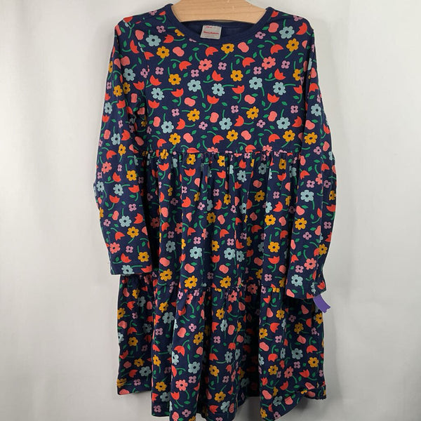 Size 6-7 (120): Hanna Anderson Blue/Flowers Long Sleeve Dress