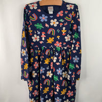 Size 6-7 (120): Hanna Anderson Blue/Mushroom & Flowers Long Sleeve Dress