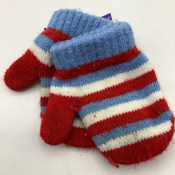 Size XS: Blue/White/Red Knitted Gloves