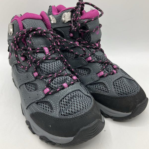 Size 3.5Y: Merrell Black/Pink Lace-Up Strap Waterproof Omni-Grip Hiking Boot