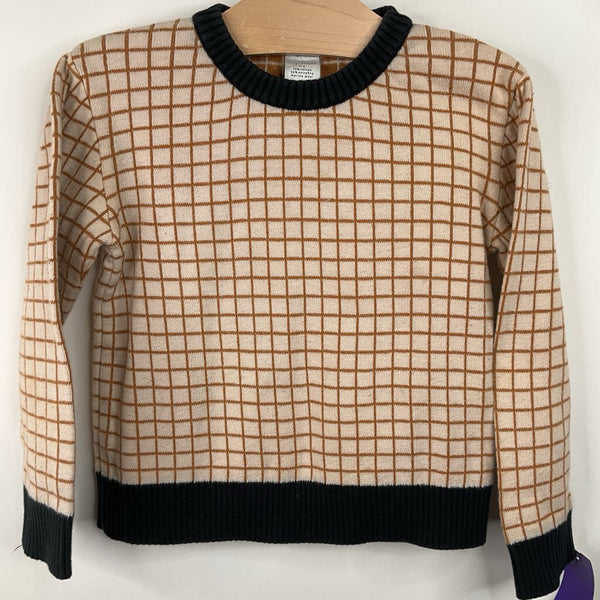 Size 4: Tiny Cottons Creme/Brown Checkered Sweater