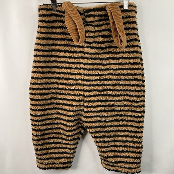 Size 3: Throwing Tiny Fits Brown/Black Striped Fuzzy Pants W/Suspenders