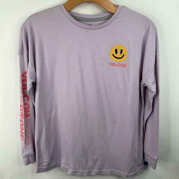 Size 8-10: Volcom Purple Smiley Face Long Sleeve Shirt