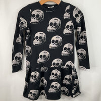 Size 7-9: Little Man Happy Black/Grey Skull Print Cozy Long Sleeve Dress