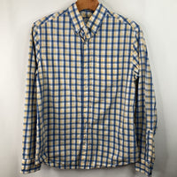 Size 14 Crewcuts White/Blue/Yellow Plaid Button Up Shirt