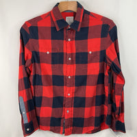 Size 12: Crewcuts Red/Black Buffalo Flannel Button Up Shirt