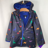 Size 6: Joules Navy Blue Dino Print Fleece Lined Rain Coat