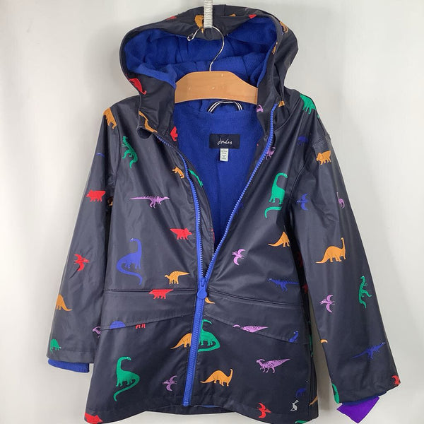 Size 6: Joules Navy Blue Dino Print Fleece Lined Rain Coat