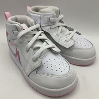 Size 10.5: Nike White/Pink Air Jordan High Top Sneakers