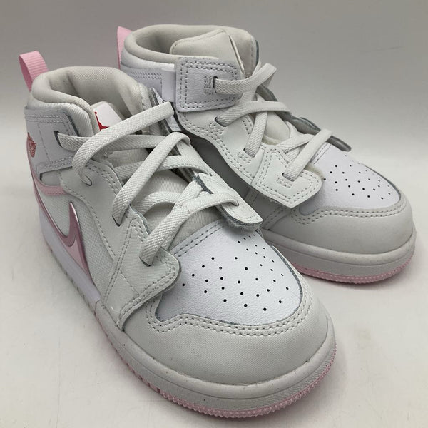 Size 10.5: Nike White/Pink Air Jordan High Top Sneakers