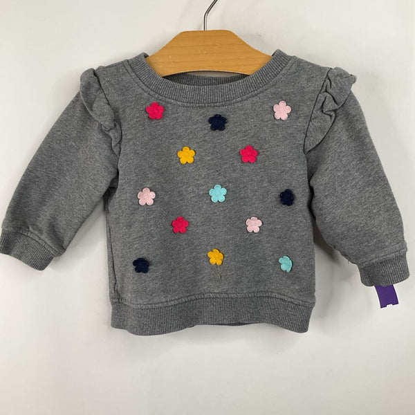 Size 6-12m (70): Hanna Anderson Grey Flowers Sweatshirt