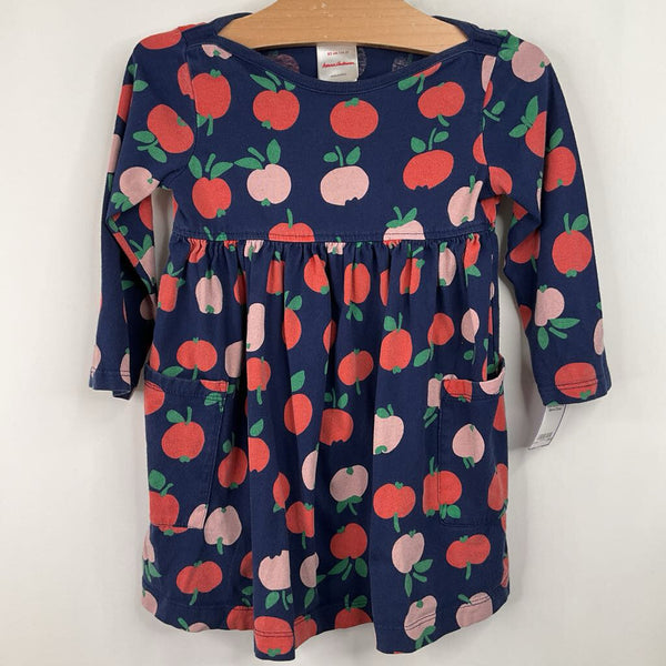 Size 2 (85): Hanna Anderson Dark Blue/Apples Long Sleeve Dress