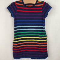 Size 3: Primary Black/Rainbow Stripes Cap Sleeve Dress