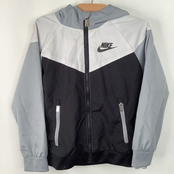 Size 5: NIKE Black/Grey Zip Up Hooded Light Coat