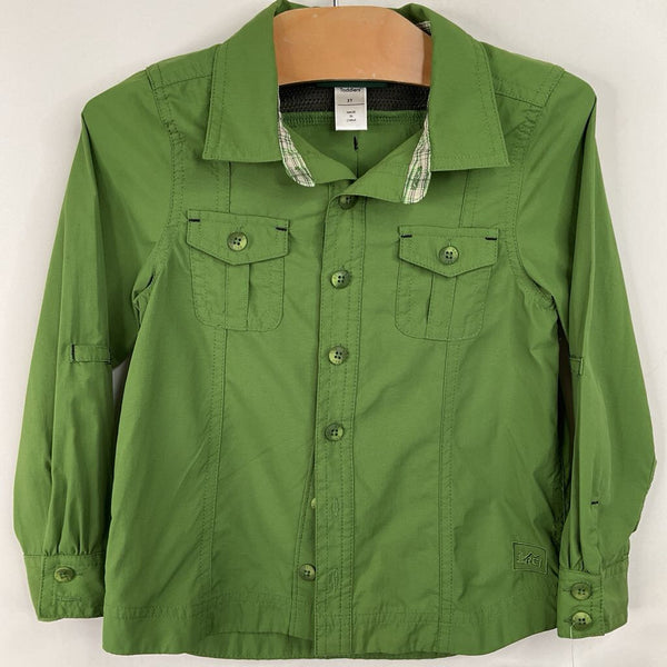 Size 3: REI Green Button Up Long Sleeve Shirt