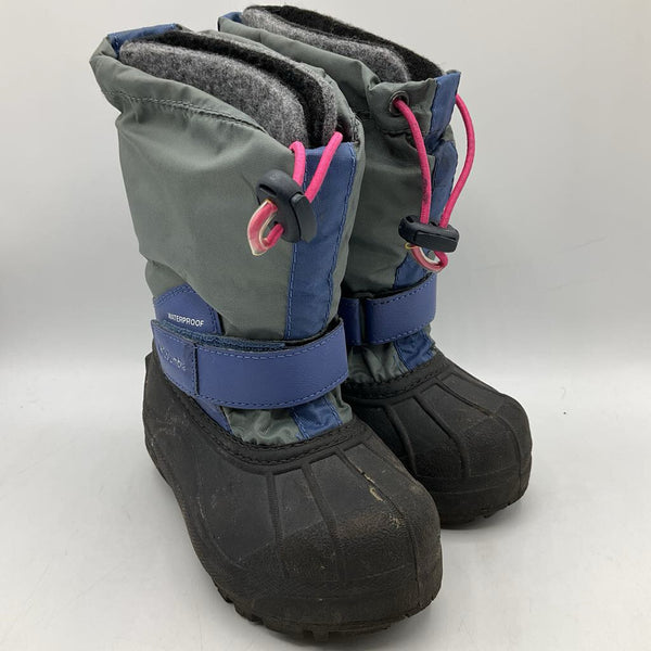 Size 10: Columbia Black/Grey/Blue Toggle/Velcro Strap Snow Boots
