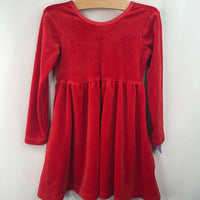 Size 4 (100): Hanna Andersson Red Velour Long Sleeve Dress