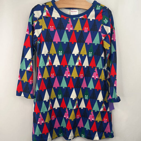 Size 4 (100): Hanna Andersson Blue/Multi Tree Long Sleeve Dress