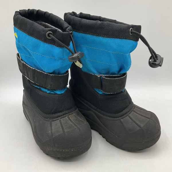 Size 9: Columbia Blue/Black Velcro Strap/Toggle Snow Boots