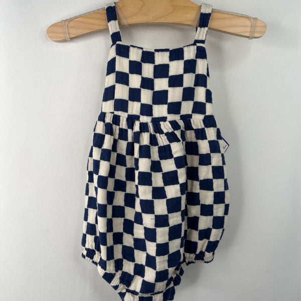 Size 12-18m (75): Hanna Andersson White/Blue Checkered Tank Onesie