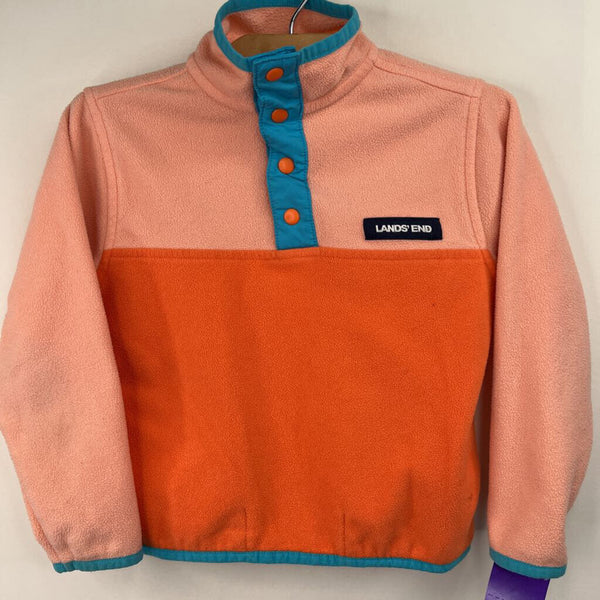 Size 2-3: Lands' End Pink/Blue Snap Up Fleece Jacket