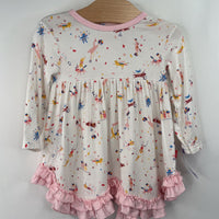 Size 6-9m: Magnetic Me White/Pink Circus Animal Long Sleeve Dress