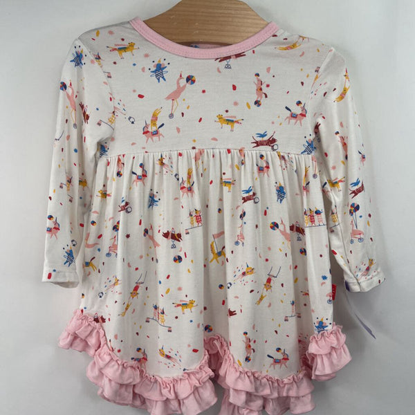 Size 6-9m: Magnetic Me White/Pink Circus Animal Long Sleeve Dress