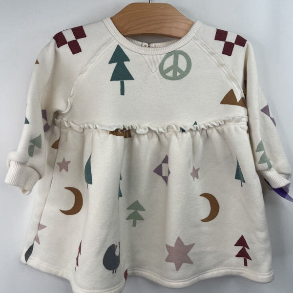 Size 9m: Little CO White/Multi Shapes Long Sleeve Dress