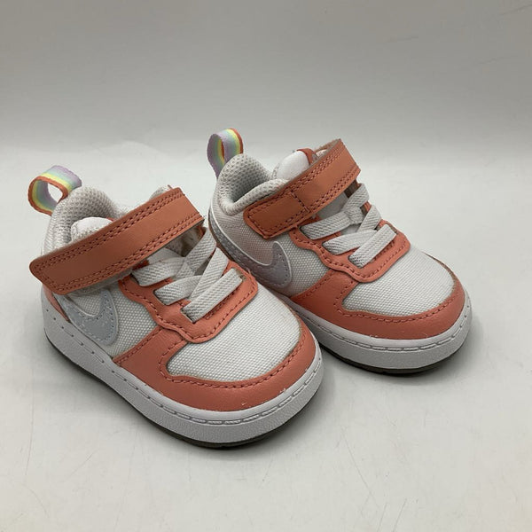 Size 2: Nike Pink/White Velcro Strap Sneakers