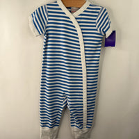 Size 3-6m (60): Hanna Andersson Blue/White Striped Short Sleeve Romper
