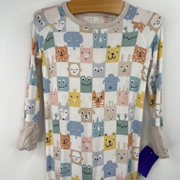 Size 3-6m: Little Sleepies White/Colorful Animals Checkered 1pc PJs