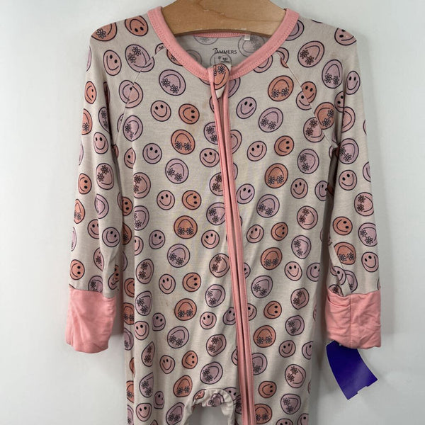Size 9-12m: Jammers Creme/Pink Smiley Faces 1pc PJs