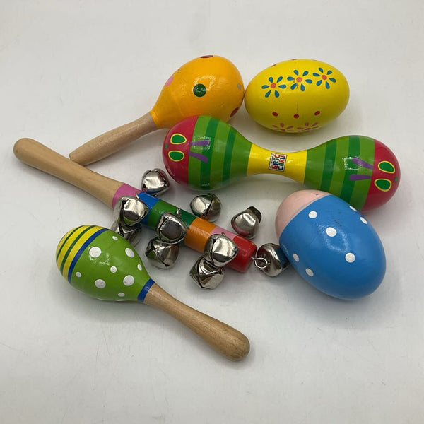 Bag Of Assorted Wooden Musical Instruments