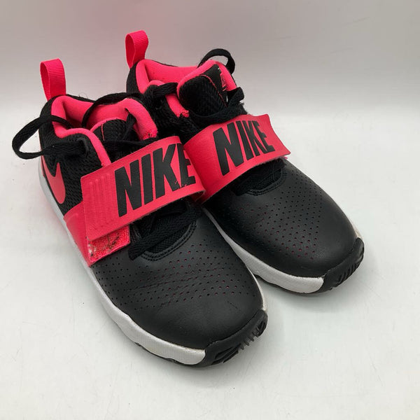 Size 1Y: Nike Black/Pink Velcro Strap Sneakers