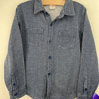 Size 6-7 (120): Hanna Andersson Blue Collared Button-Up Long Sleeve Shirt
