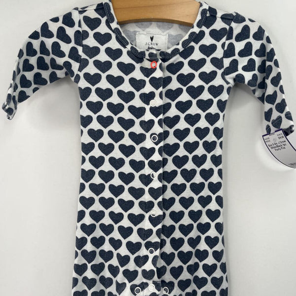 Size 0-3m: J Crew White/Black 1pc Footy PJs