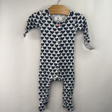 Size 0-3m: J Crew White/Black 1pc Footy PJs