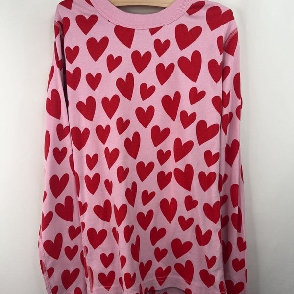 Size 14-16 (160): Hanna Andersson Pink/Red Hearts 2pc PJs