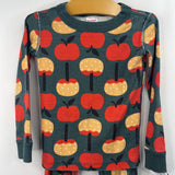 Size 4 (100): Hanna Andersson Green Carmel Apple Print 2pc PJs
