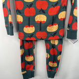 Size 4 (100): Hanna Andersson Green Carmel Apple Print 2pc PJs
