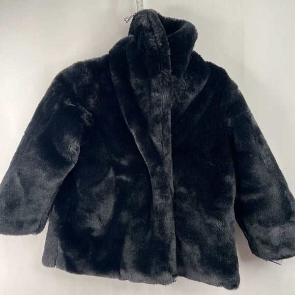 Size 3-4: H&M Black Fuzzy Button-Up Coat