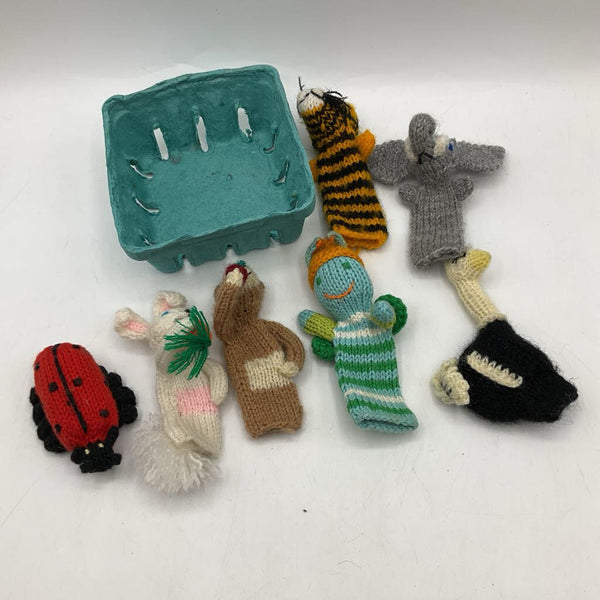 Basket Of Knitted Finger Puppets