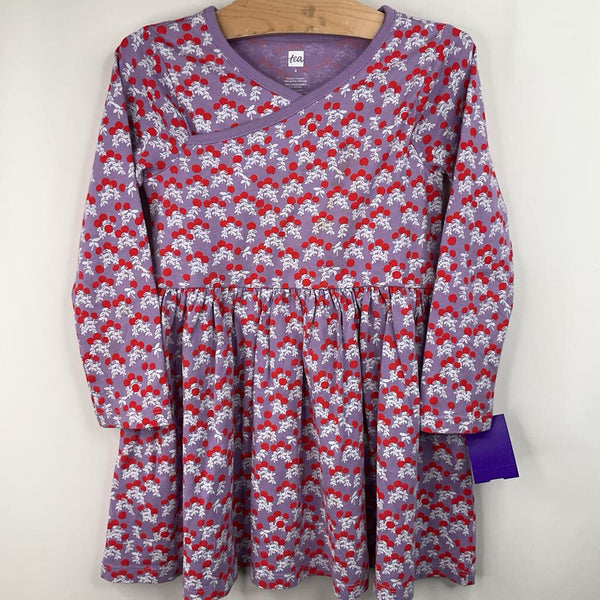 Size 4: Tea Purple/Red Floral Long Sleeve Dress