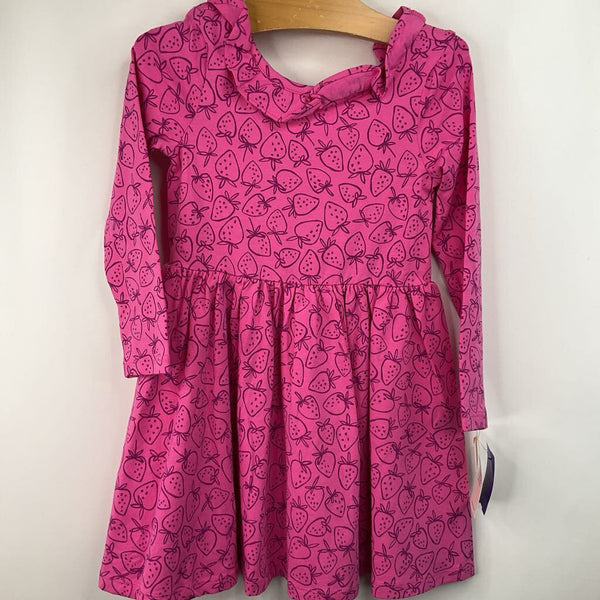 Size 4: Tea Pink Strawberry Print Long Sleeve Dress- NEW W/Tag