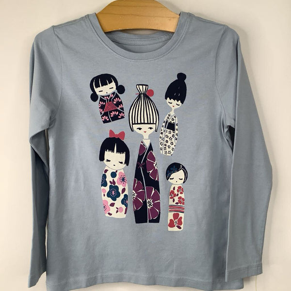 Size 4: Tea Blue Girl Print Long Sleeve Shirt- NEW W/Tag